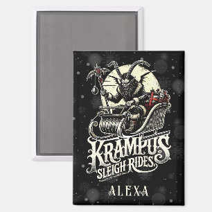 Merry Krampus Christmas Krampus Sleigh Rides Magnet