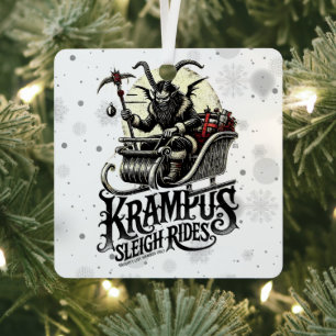 Merry Krampus Christmas Krampus Sleigh Rides Metal Tree Decoration