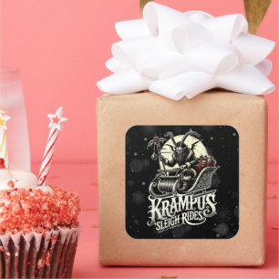Merry Krampus Christmas Krampus Sleigh Rides Square Sticker