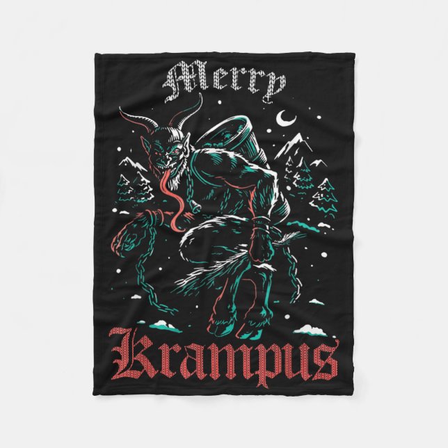 Merry Krampus Christmas Xmas Horror Ugly Evil Paja Fleece Blanket (Front)