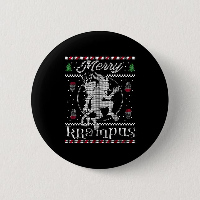 Merry Krampus Christmas Xmas Horror Ugly Sweater E 6 Cm Round Badge (Front)