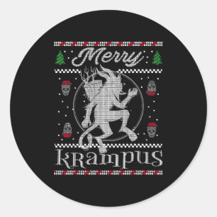 Merry Krampus Christmas Xmas Horror Ugly Sweater E Classic Round Sticker