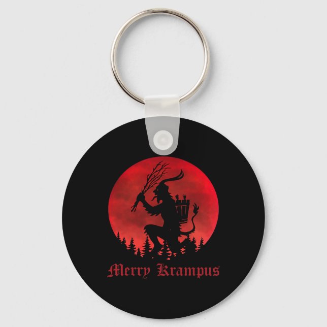 Merry Krampus Christmas Xmas Horror Ugly Sweater E Key Ring (Front)