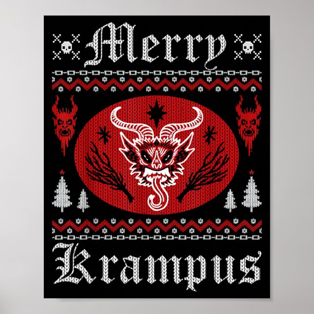 Merry Krampus Christmas Xmas Horror Ugly Sweater E Poster (Front)
