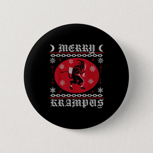 Merry Krampus. Goth Christmas Ugly Sweater. Krampu 6 Cm Round Badge (Front)