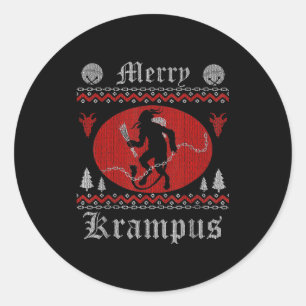 Merry Krampus Horror Christmas Shirt Evil Pajama E Classic Round Sticker