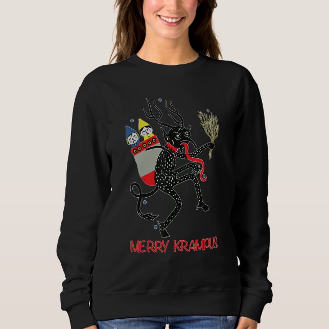Merry Krampus Horror Krampus Devil Caught Naughty  Sweatshirt (Front)