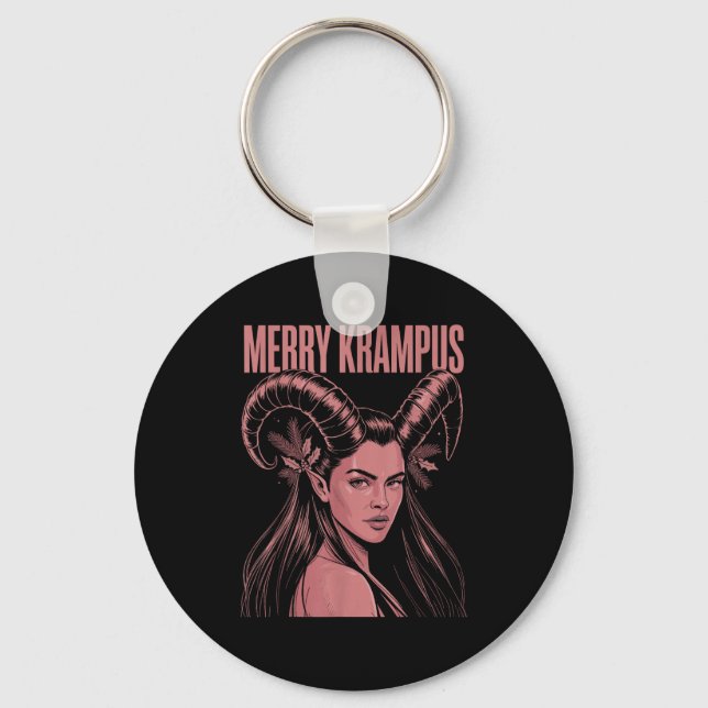 Merry Krampus Ironic Lilith Christmas Dark Feminin Key Ring (Front)