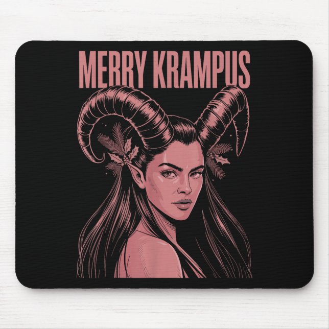 Merry Krampus Ironic Lilith Christmas Dark Feminin Mouse Pad (Front)