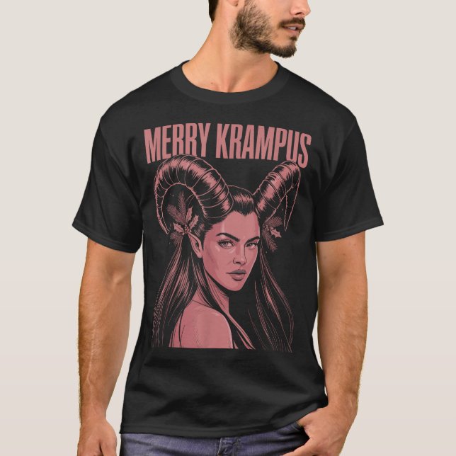 Merry Krampus Ironic Lilith Christmas Dark Feminin T-Shirt (Front)