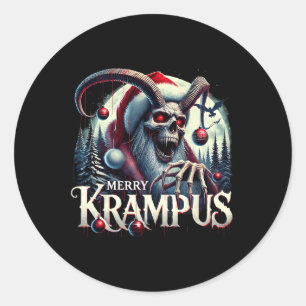 Merry Krampus Krampus Is Coming To Town Horror Chr Classic Round Sticker