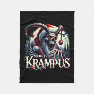 Merry Krampus Krampus Is Coming To Town Horror Chr Fleece Blanket