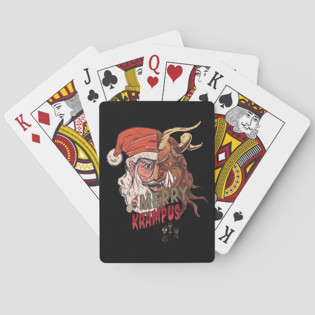 Merry Krampus Scary Santa Horror Christmas Playing Cards (Back)