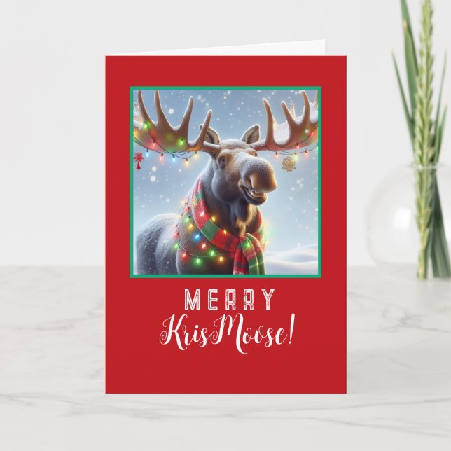 Merry KrisMoose - Moose with Ornamants Holiday Card (Front)