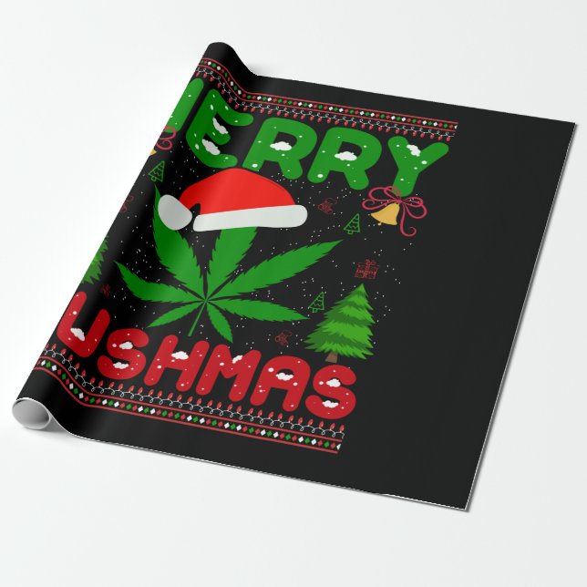 Merry Kushmas Funny Christmas Wrapping Paper (Unrolled)
