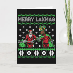 Merry Laxmas Funny Christmas Lacrosse Player Holid Card