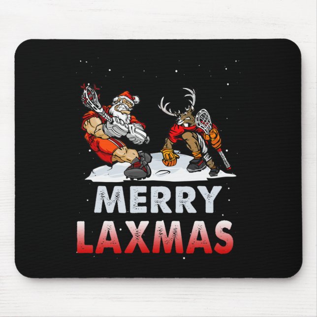 Merry Laxmas-ugly Christmas Lacrosse Santa Reindee Mouse Pad (Front)