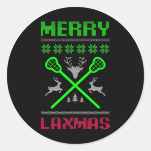Merry Laxmas Ugly Design Lacrosse Christmas  Classic Round Sticker