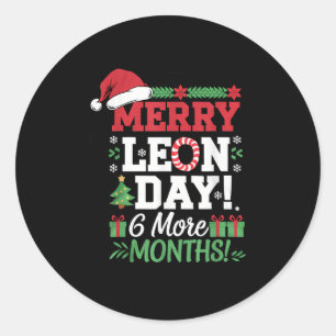 Merry Leon Day Noel Backwards Funny Christmas Coun Classic Round Sticker