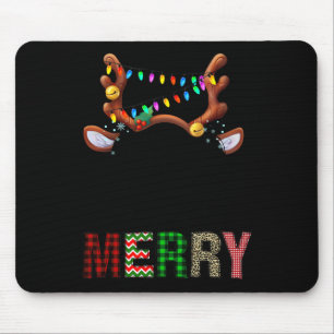 Merry Leopard Pajama Women Messy Bun Reindeer Chri Mouse Pad