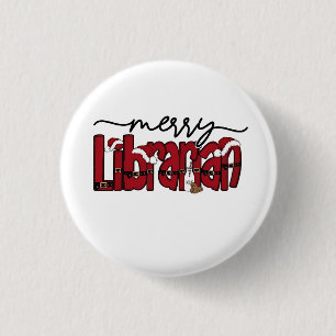 Merry Librarian Christmas Book Lover Library  3 Cm Round Badge