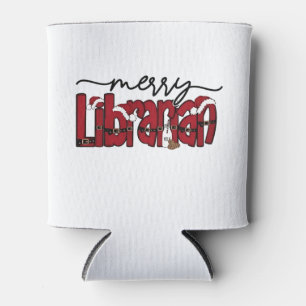 Merry Librarian Christmas Book Lover Library Can Cooler