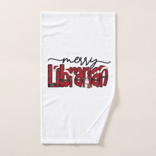 Merry Librarian Christmas Book Lover Library Hand Towel