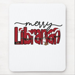 Merry Librarian Christmas Book Lover Library Mouse Pad