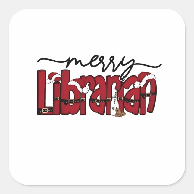 Merry Librarian Christmas Book Lover Library  Square Sticker (Front)