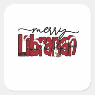 Merry Librarian Christmas Book Lover Library  Square Sticker