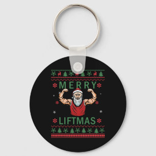 Merry Liftmas - Christmas Bodybuilder Gym Workout Key Ring