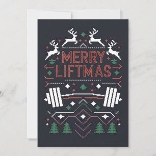 Merry Liftmas Christmas Gym Santa Ugly Xmas Invitation