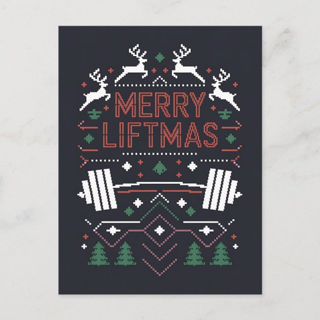 Merry Liftmas Christmas Gym Santa Ugly Xmas Postcard (Front)