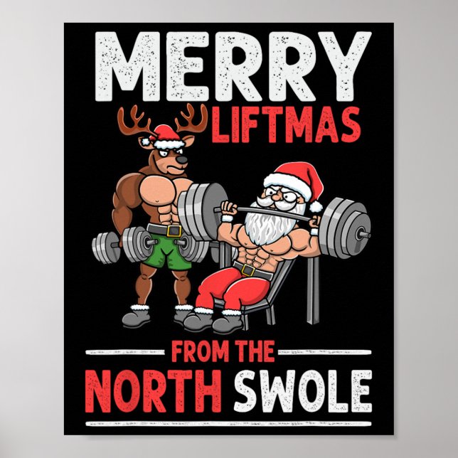 Merry Liftmas From North Swole Muscle Santa Weight Poster (Front)