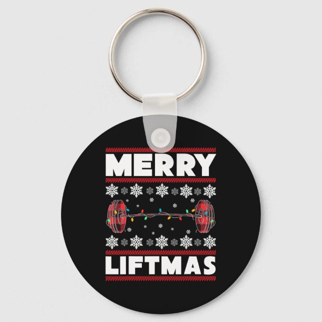 Merry Liftmas Fun Christmas Gym Workout Fitness Gi Key Ring (Front)