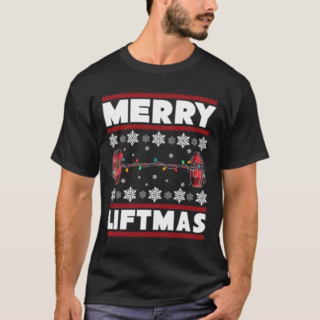 Merry Liftmas Fun Christmas Gym Workout Fitness Gi T-Shirt (Front)