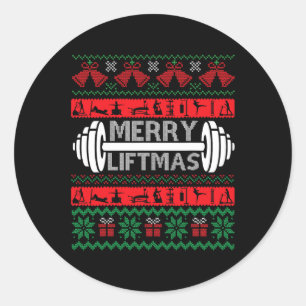 Merry Liftmas Funny Christmas Gym Classic Round Sticker