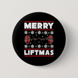 Merry Liftmas Funny Christmas Gym Workout Fitness 6 Cm Round Badge