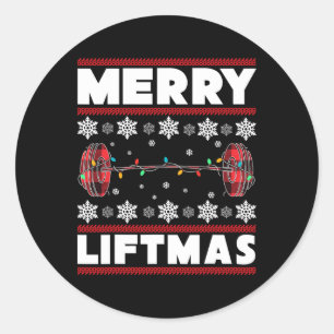 Merry Liftmas Funny Christmas Gym Workout Fitness Classic Round Sticker