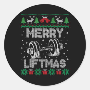 Merry Liftmas Funny Christmas Gym Workout Fitness Classic Round Sticker