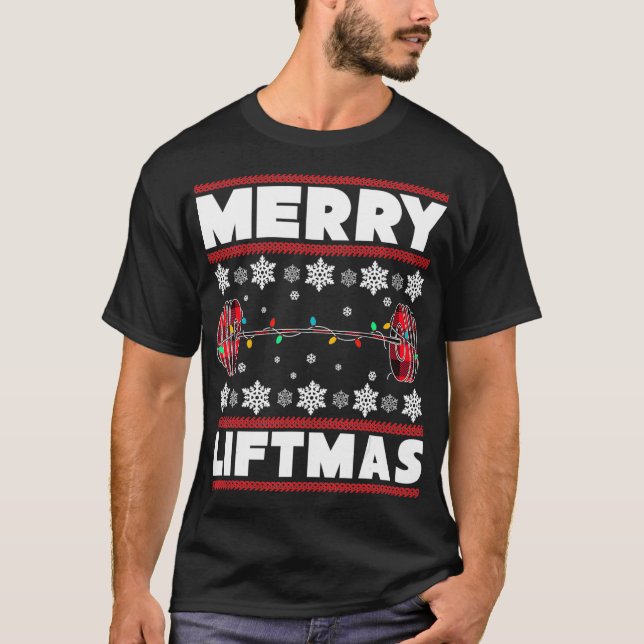 Merry Liftmas Funny Christmas Gym Workout Fitness  T-Shirt (Front)