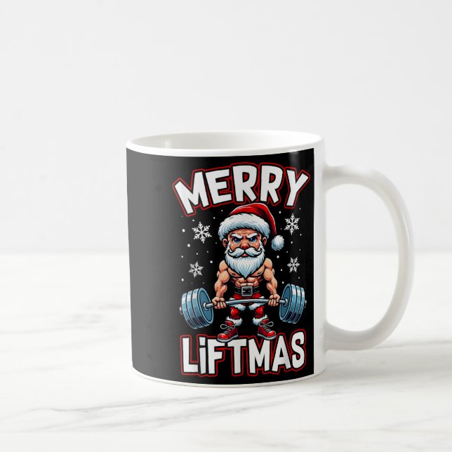 Merry Liftmas Funny Santa Claus Workout Gym Fitnes Coffee Mug (Right)