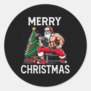 Merry Liftmas Funny Santa Xmas Gym Bodybuilding Ch Classic Round Sticker