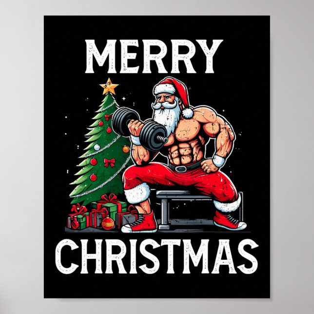 Merry Liftmas Funny Santa Xmas Gym Bodybuilding Ch Poster (Front)