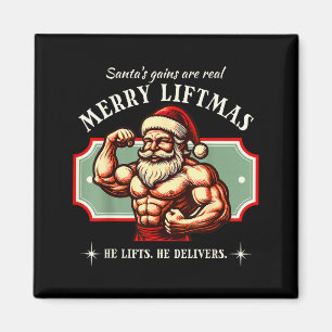 Merry Liftmas Gym Santa Funny Bodybuilder Bodybuil Magnet