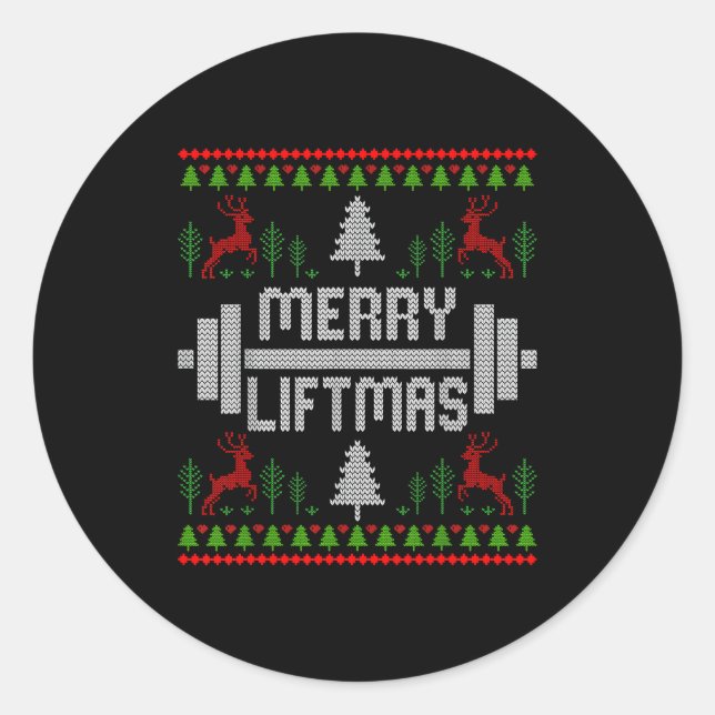 Merry Liftmas - Trainer Ugly Style Christmas  Classic Round Sticker (Front)