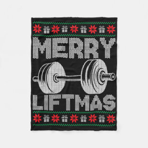 Merry Liftmas Ugly Christmas Gym Workout Funny Fit Fleece Blanket