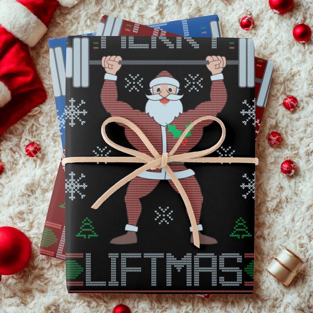 Merry Liftmas Ugly Christmas Gym Workout Wrapping Paper Sheet (Creator Uploaded)