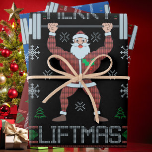 Merry Liftmas Ugly Christmas Gym Workout Wrapping Paper Sheet