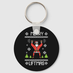 Merry Liftmas Ugly Christmas Xmas Workout Gym Body Key Ring